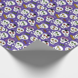 Papel De Presente Cascas bonitas de Halloween em roxo