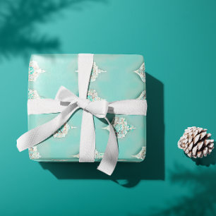 Papel De Presente Cascata de Diamante Azul Elegante