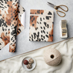 Papel De Presente Castanho-Creme-Animal Cowhide