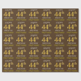 Papel De Presente Castanho, Faux Dourado "FELIZ 44 ANIVERSÁRIO"