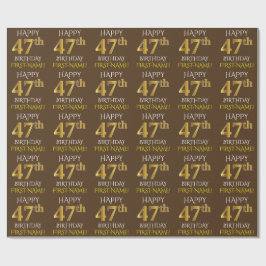 Papel De Presente Castanho, Faux Dourado "FELIZ 47 ANOS"