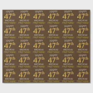 Papel De Presente Castanho, Faux Dourado "FELIZ 47 ANOS"