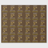 Castanho, Faux Dourado "FELIZ 5 ANIVERSÁRIO"