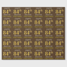 Papel De Presente Castanho, Faux Dourado "FELIZ 84 ANOS"