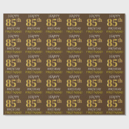Papel De Presente Castanho, Faux Dourado "FELIZ 85 ANOS"