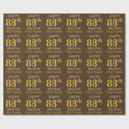 Papel De Presente Castanho, Faux Dourado "FELIZ 88 ANOS"