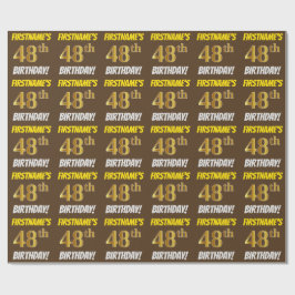 Papel De Presente Castanho, Faux/Imitação Dourada, "48º ANIVERSÁRIO"