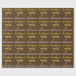 Papel De Presente Castanho, Imitação Dourada, "7 ANIVERSÁRIO"