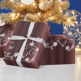 Papel De Presente Castanho Metálico, Brancos, Natal