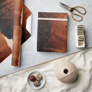 Papel De Presente Castanho Negro Sudoeste Faux Cowhide