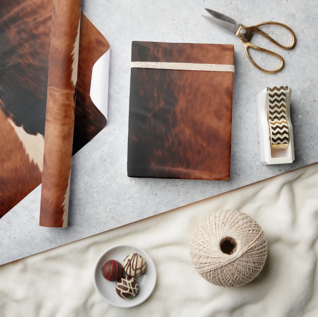 Papel De Presente Castanho Negro Sudoeste Faux Cowhide (Artesanato)