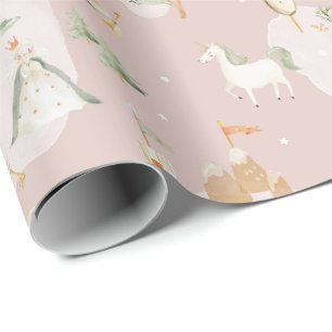 Papel De Presente castelo caprichoso unicórnio princesa berçário beb