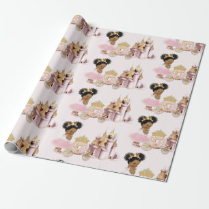 Papel De Presente Castelo Real Princesa Carruagem Rosa Dourado Menin