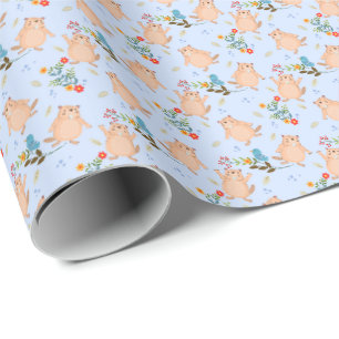 Papel De Presente Castor e Pássaro