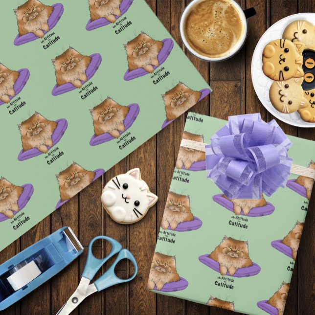 Papel De Presente Cat Attitude Engraçada (Criador carregado)
