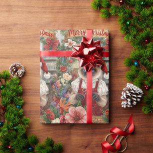 Papel De Presente Cat Christmas temido pelo gato siamês em florista