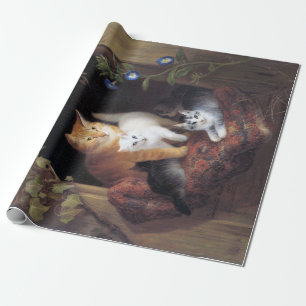 Papel De Presente Cat Family e Ivy Leaf por Henriette Ronner-Knip