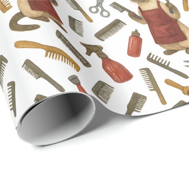 Papel De Presente Cat Hairdresser Pet Grooming for Cat lovers (Ponta do rolo)