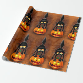 Papel De Presente Cat Halloween Personagem de desenho animado assust