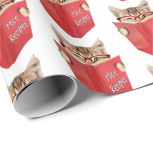 Papel De Presente Cat Lendo Livro Vermelho  