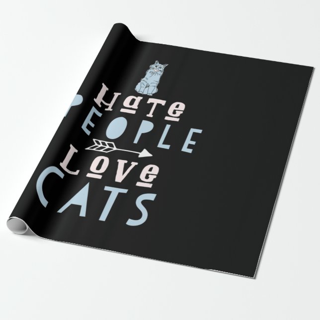 Papel De Presente Cat Lover I Ama Gatos E Pessoas (Desenrolado)