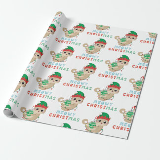Papel De Presente Cat Meowy Christmas Wrapping Paper para presentes