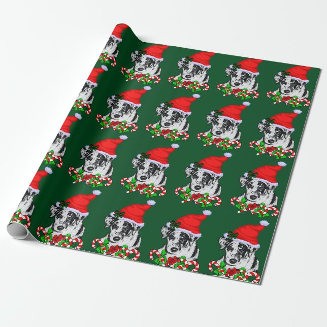 Papel De Presente Catahoula Leopard Dog Natal (Desenrolado)