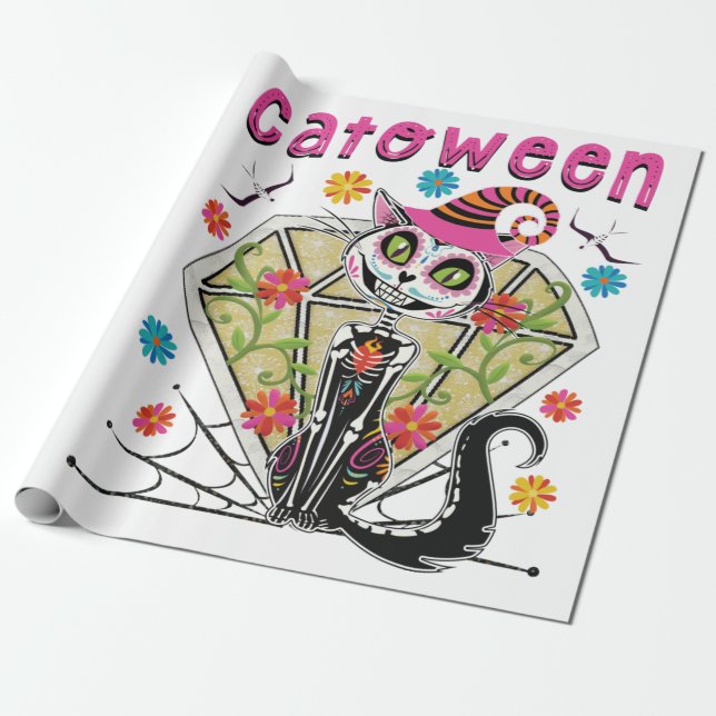 Papel De Presente Catoentre Halloween (Desenrolado)