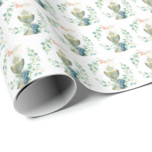 Papel De Presente Católico Elegante Eucalyptus da Primeira Comunhão