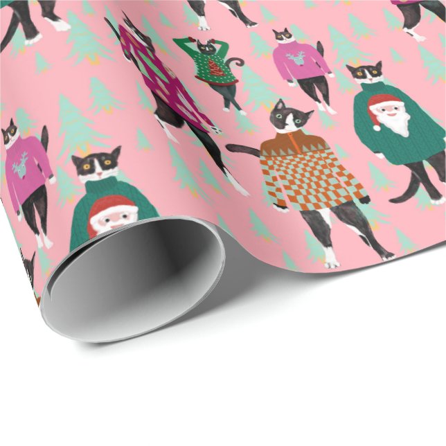 Papel De Presente Cats Model Ugly Christmas Sweatts Wraping Paper (Ponta do rolo)