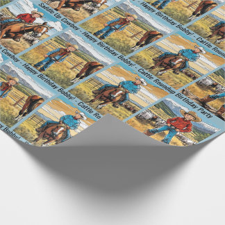 Papel De Presente Cattle Roundup Boy's Birthday Personalize Name