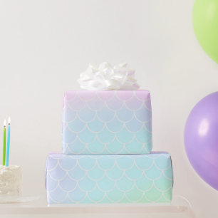 Papel De Presente Cauda de Sereia Verde-Azul Rosa Festa de Aniversár