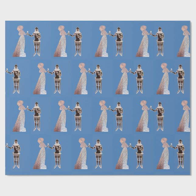 Papel De Presente Cavaleiro e senhora medievais (Aberto)