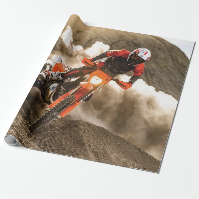 Papel De Presente Cavaleiro Motocross (Desenrolado)