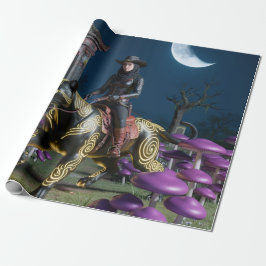 Papel De Presente Cavaleiro Negro Gatos Pretos Cogumelos Ghoul