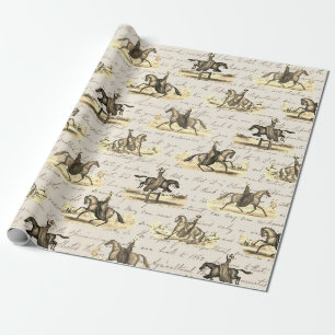 Papel De Presente Cavalheiras Elegantes do Campo Inglês Vintage 