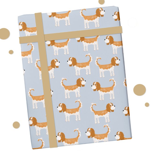 Papel De Presente Cavalier King Charles Spaniel Dog (Cavalier King Charles Spaniel dog gift wrap paper roll)