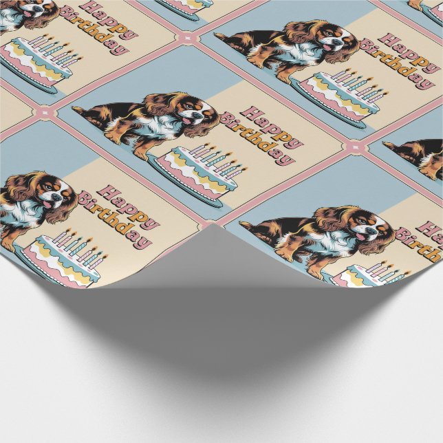 Papel De Presente Cavalier King Charles Spaniel Dog Colorido (Ponta)