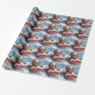Papel De Presente Cavalier King Charles Spaniel Dog Sledge Natal