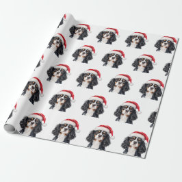 Papel De Presente Cavalier King Charles Spaniel Fofo com Chapéu de P