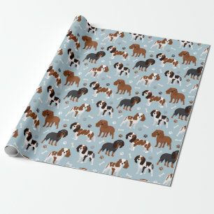 Papel De Presente Cavalier King Charles Spaniel Paws e Bones
