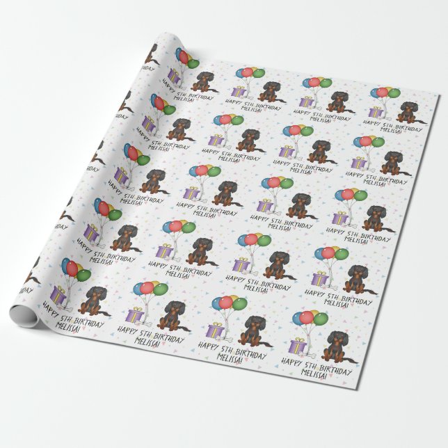 Papel De Presente Cavalier King Charles Spaniel Preto e Castanho de  (Desenrolado)