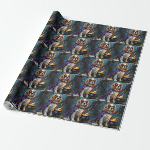 Papel De Presente Cavalier King Charles Spaniel Whimsical Halloween