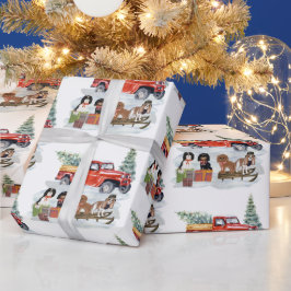 Papel De Presente Cavalier King Charles Spaniels Winter Truck
