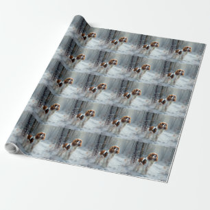 Papel De Presente Cavalier King Deixe Nevar Natal Escovado