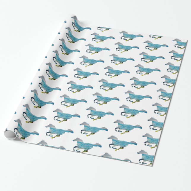 Papel De Presente Cavalo azul (Desenrolado)