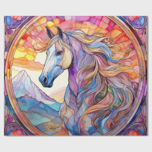 Papel De Presente Cavalo Branco em Vitral