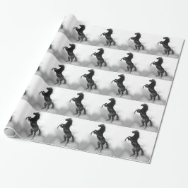 Papel De Presente Cavalo Branco Negro