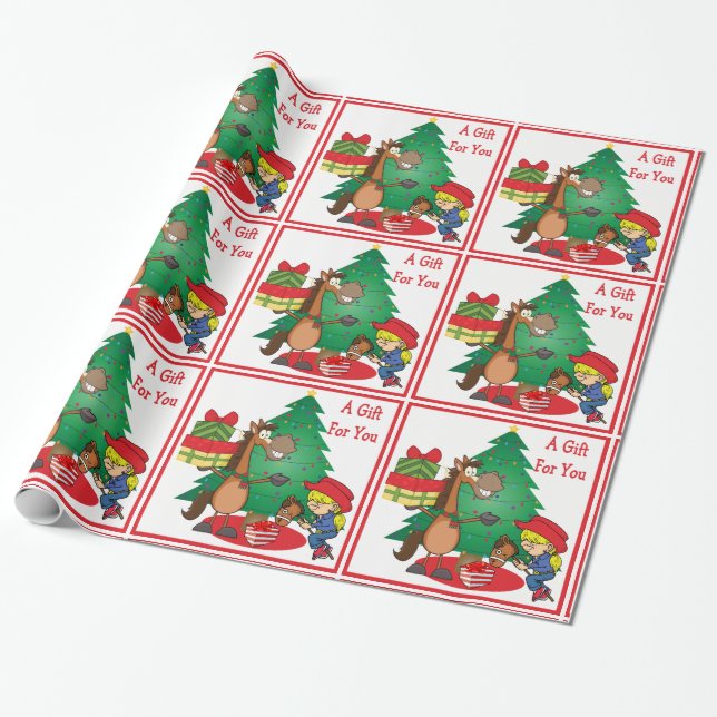 Papel De Presente Cavalo Com Presente E Vaca-Vaca-Vaca-Vaca (Desenrolado)