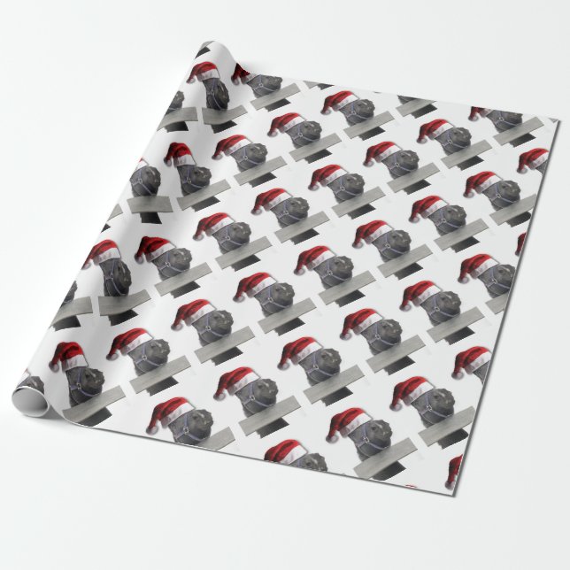 Papel De Presente Cavalo com um Chapéu de Papai Noel (Desenrolado)